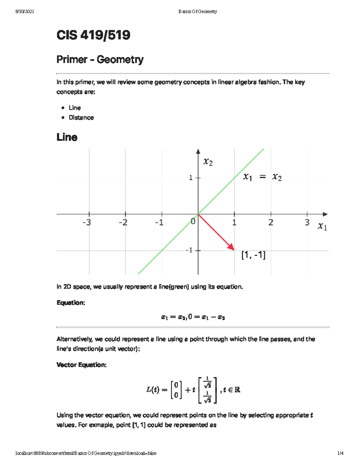 Basics Of Geometry - Pre req notes - CIS 419/ Primer - Geometry In this ...
