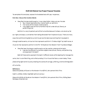 Module 7 Final Project - HUM 102 Module Two Project Proposal Template ...