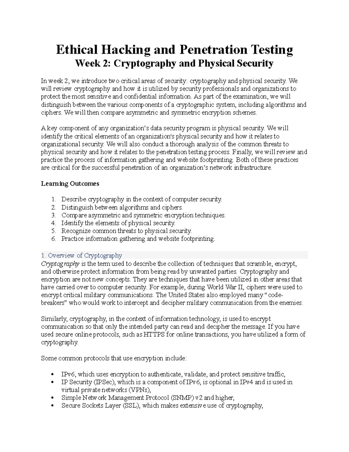 Ethical Hacking & Pen Testing - Week 2: Crypto & Physical Security ...