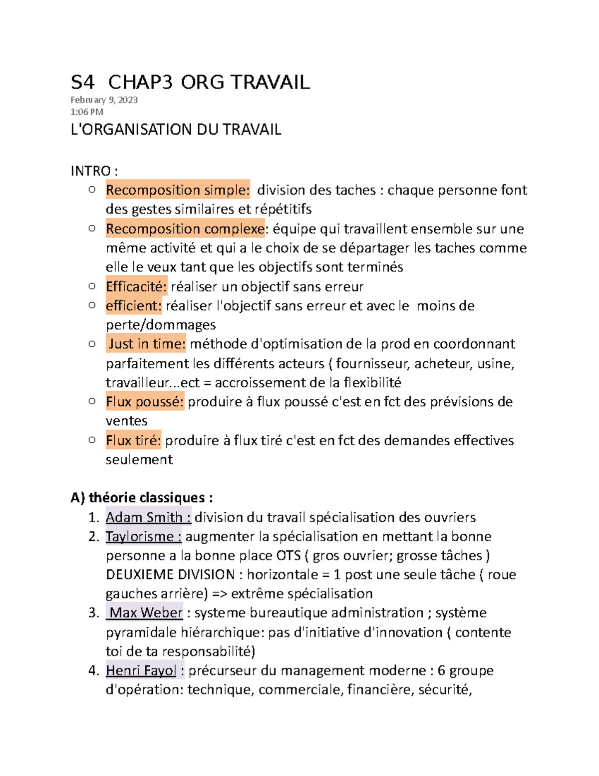 Ressource Humaine - CHAP 3 : Organisation du Travail et Efficacité ...