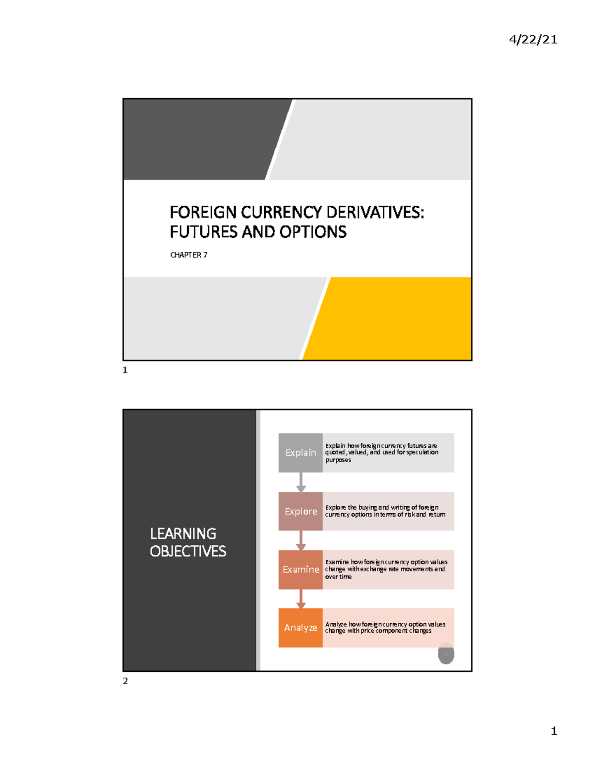 Chapter 7 - Lecture notes 7 - FOREIGN CURRENCY DERIVATIVES: FUTURES AND ...