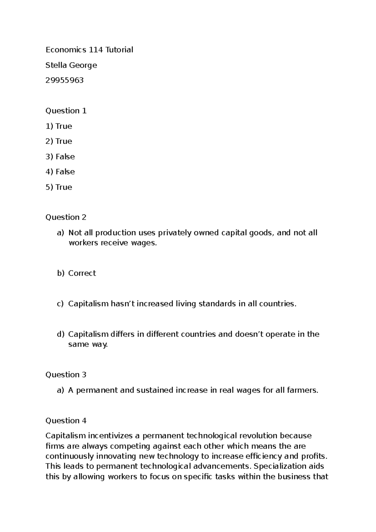 Economics 114 Tutorial Notes: Key Concepts and Questions - Studocu