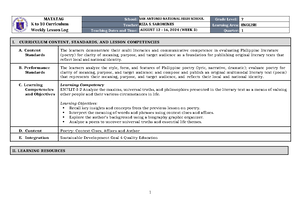 DLL Matatag English 7 Q1 W1 - I. CURRICULUM CONTENT, STANDARDS, AND ...
