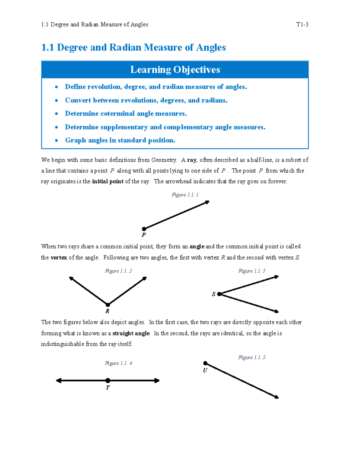 1.1 Degree and Radian Measure of Angles: Concepts & Conversions T1 ...