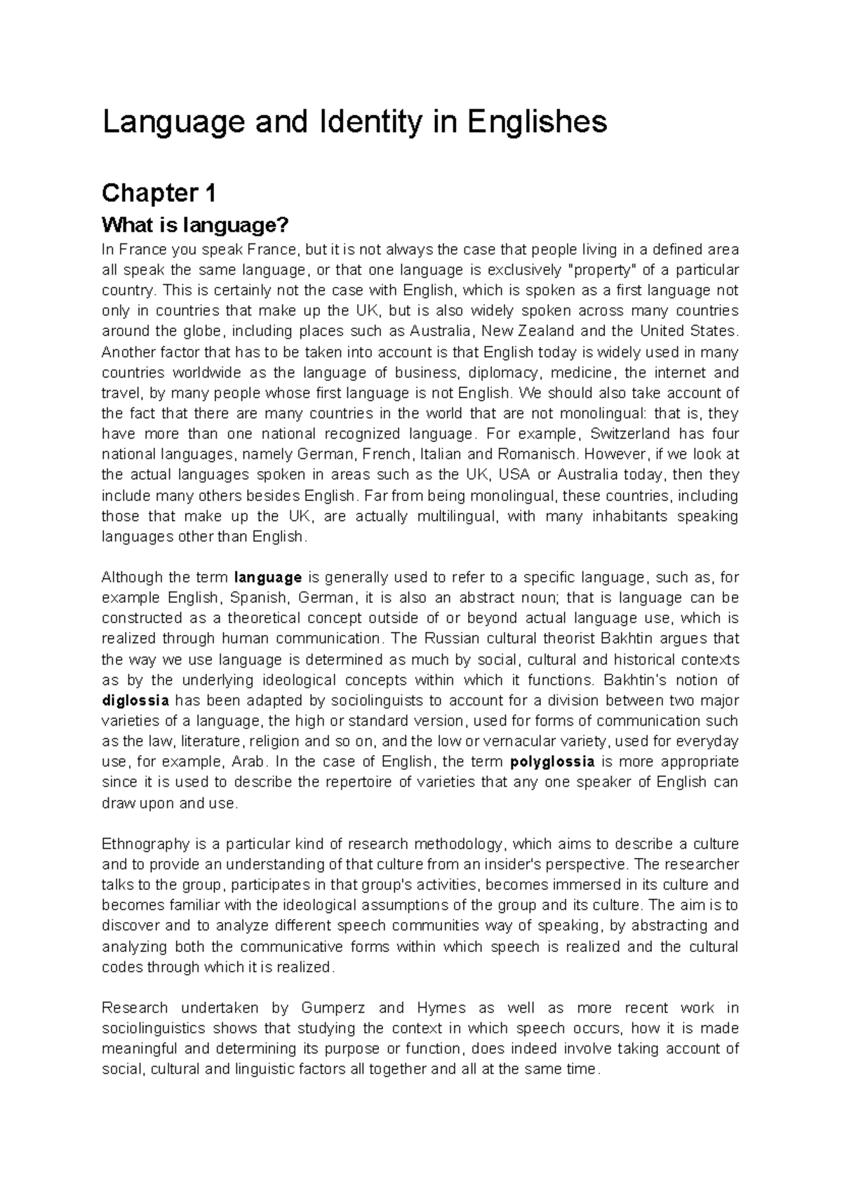 Language and Identity in Englishes: Chapter 1 Overview - Studocu
