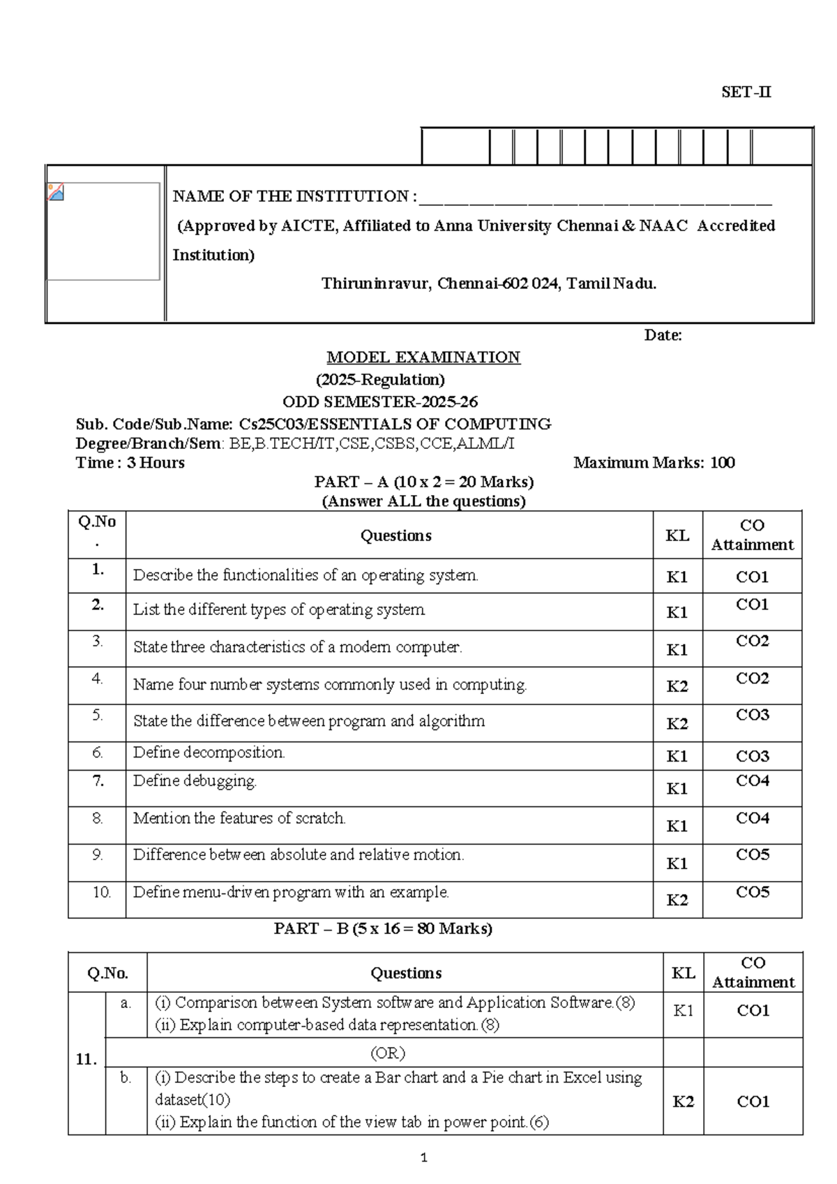 ECO-024 Model Examination Question Paper Set II - Practice - Studocu
