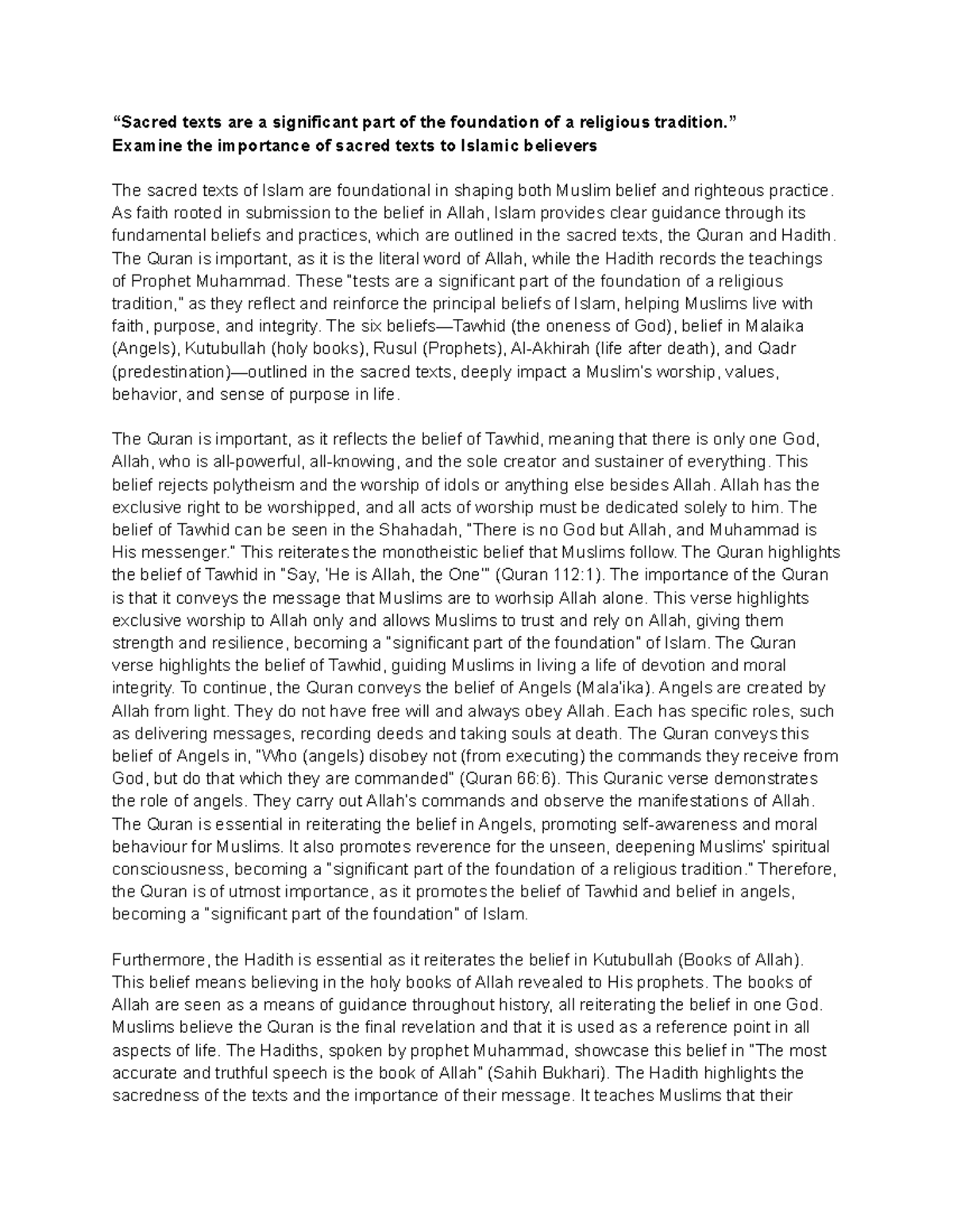 Islamic Sacred Texts: The Quran and Hadith's Role in Belief and ...