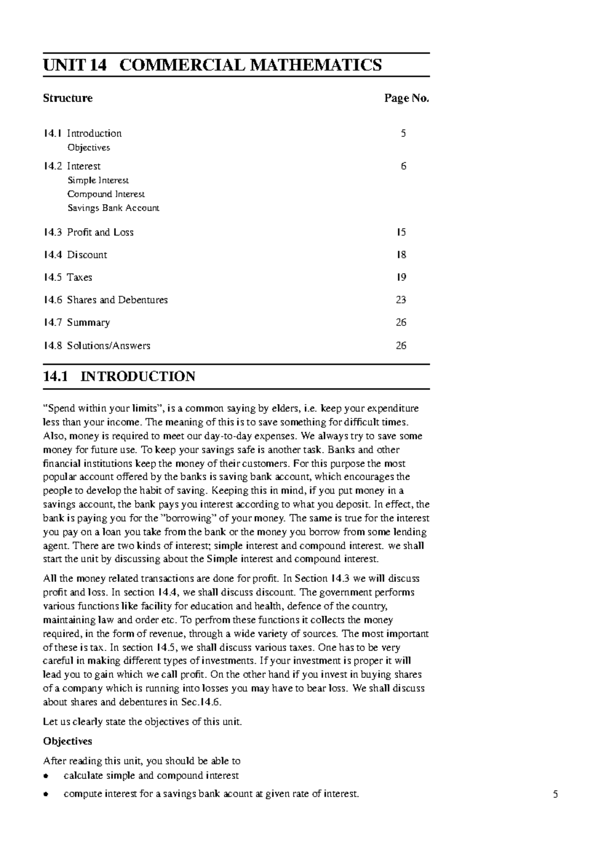 Unit-14 - none - UNIT 14 COMMERCIAL MATHEMATICS Structure Page No. 14 ...