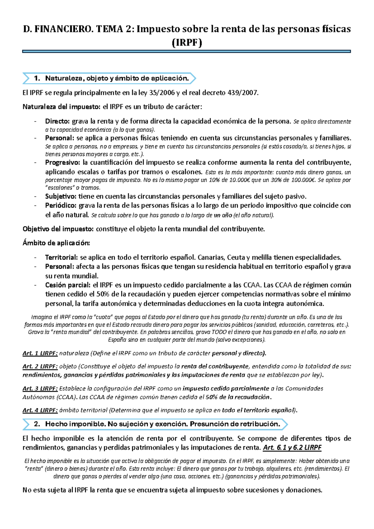 TEMA 2: Impuesto sobre la Renta de las Personas Físicas (IRPF ...
