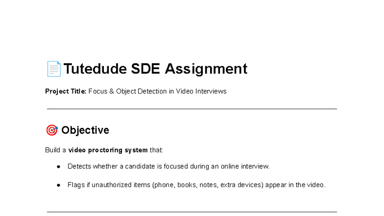 SDE Assignment: Focus Object Detection in Video Interviews - Studocu