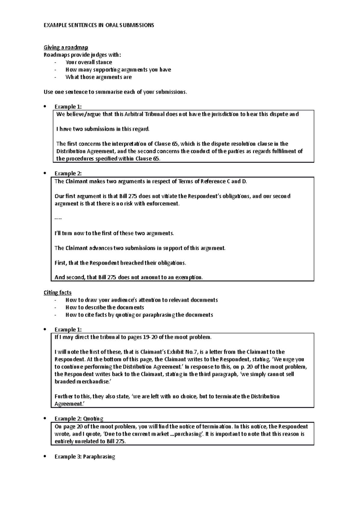 Guide to Oral Submissions: Examples and Techniques for Clarity - Studocu