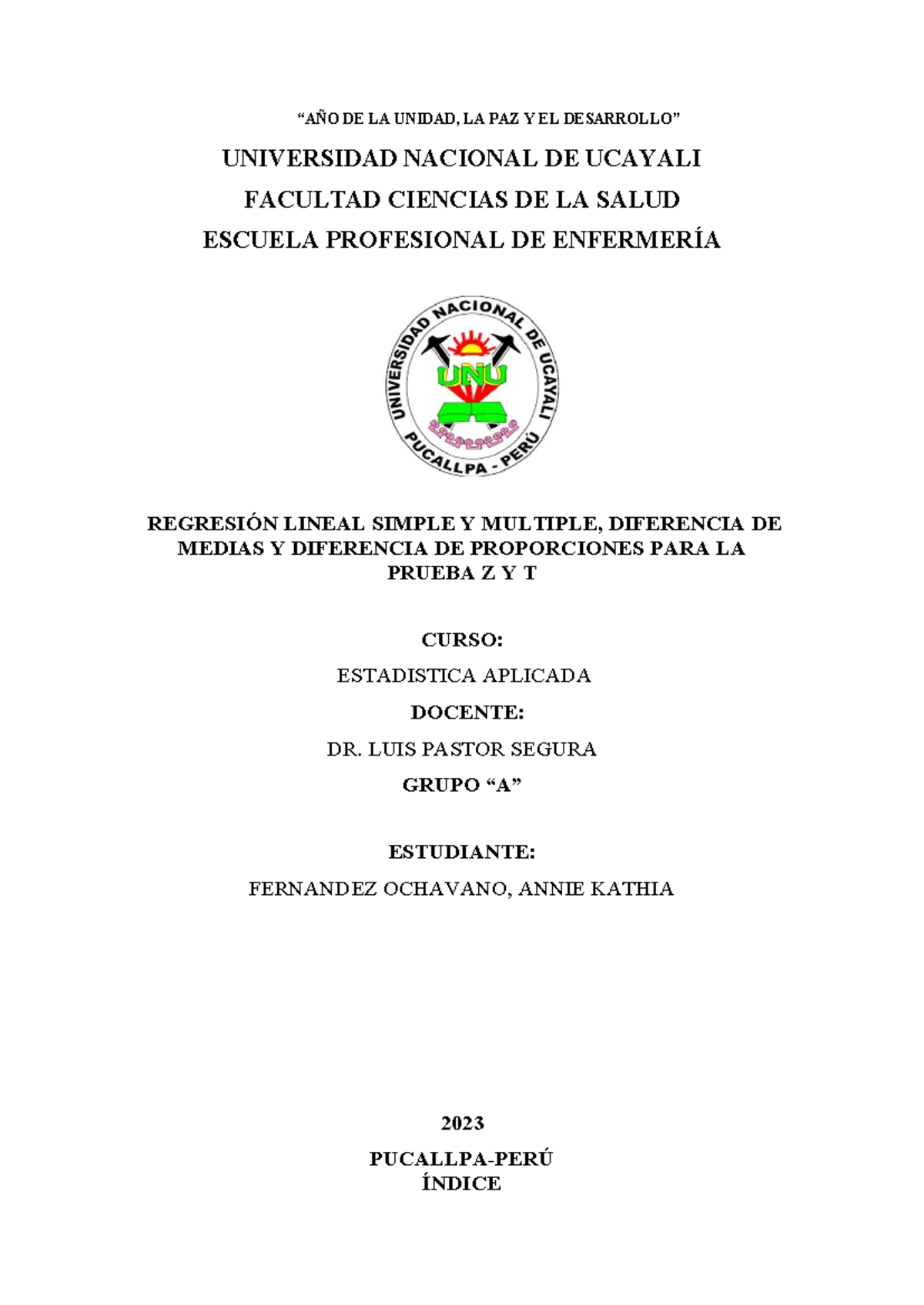 Estadística Aplicada - Monografía sobre Regresión y Pruebas de Hipótesis - Document Preview