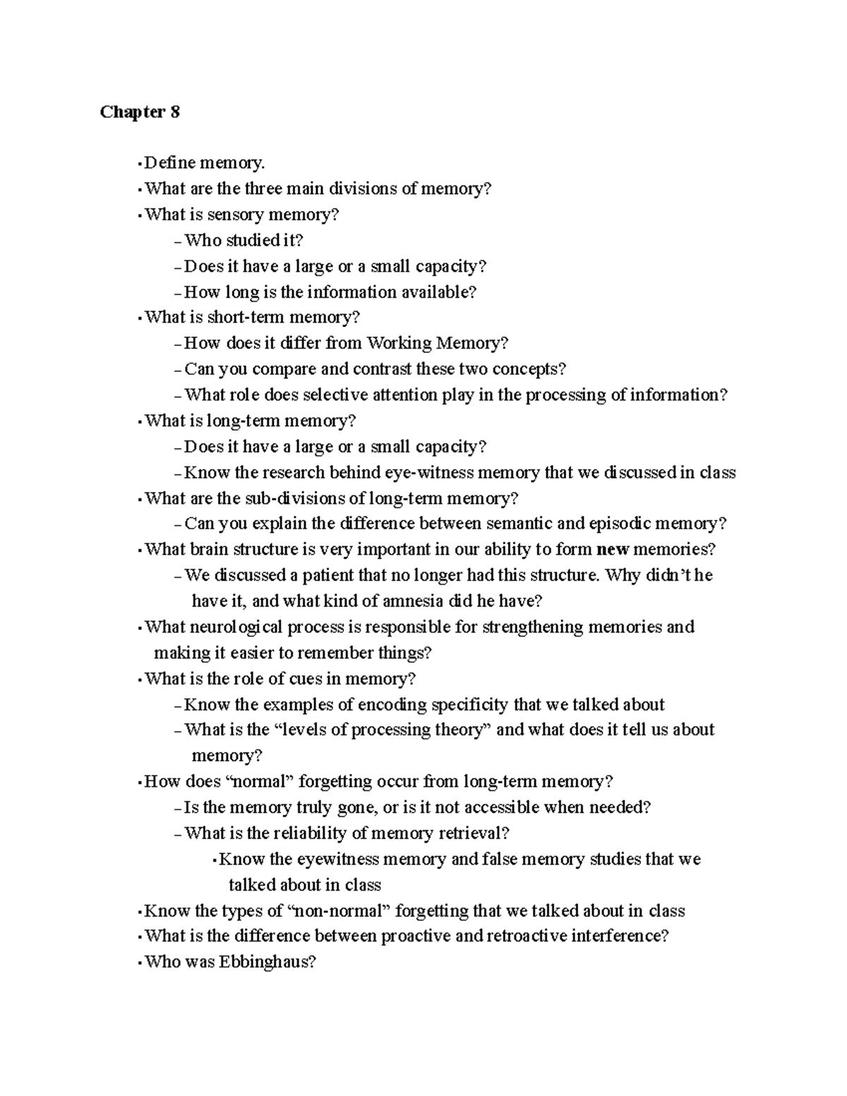 Chapter 8: Memory Concepts - Sensory, Short-term, Long-term ...