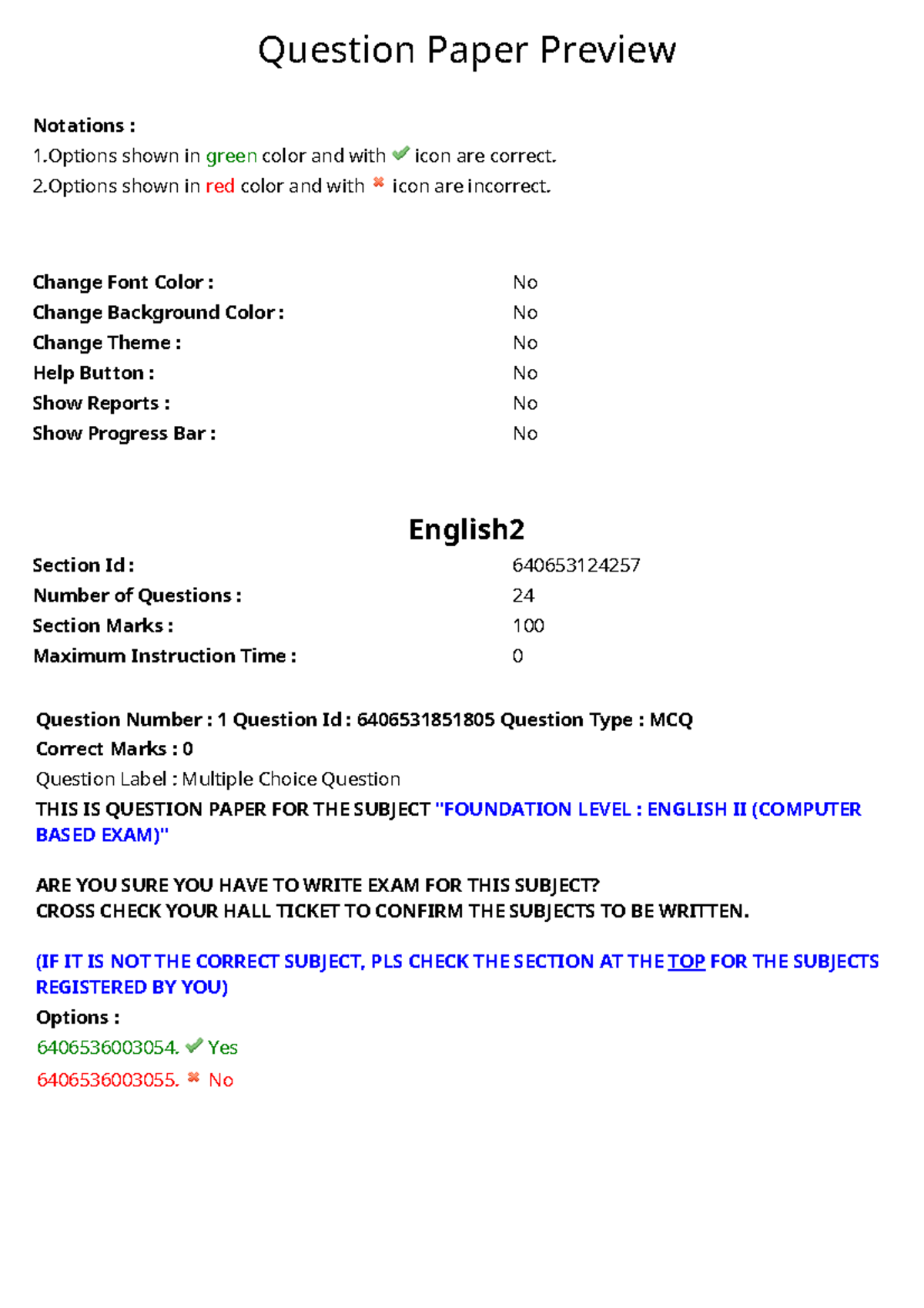 English II - Question Paper Preview and Notations - Studocu