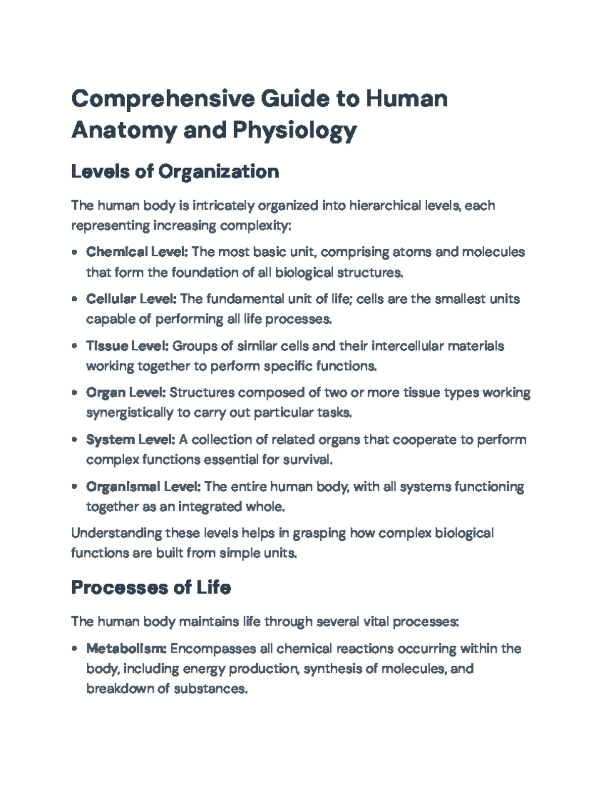 BIO 109 Final Exam Notes: Introduction to Human Anatomy & Physiology ...