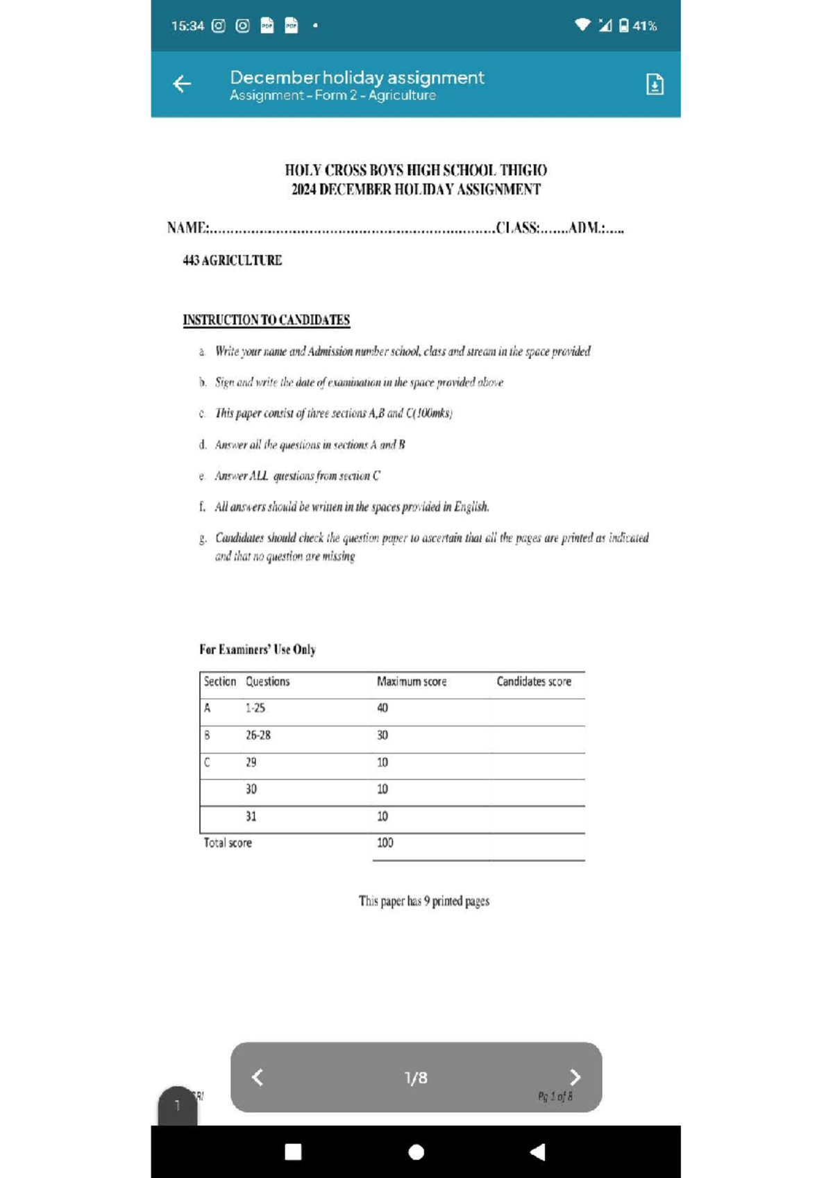 December Holiday Assignment - Form 2 Agriculture (2024) - Studocu