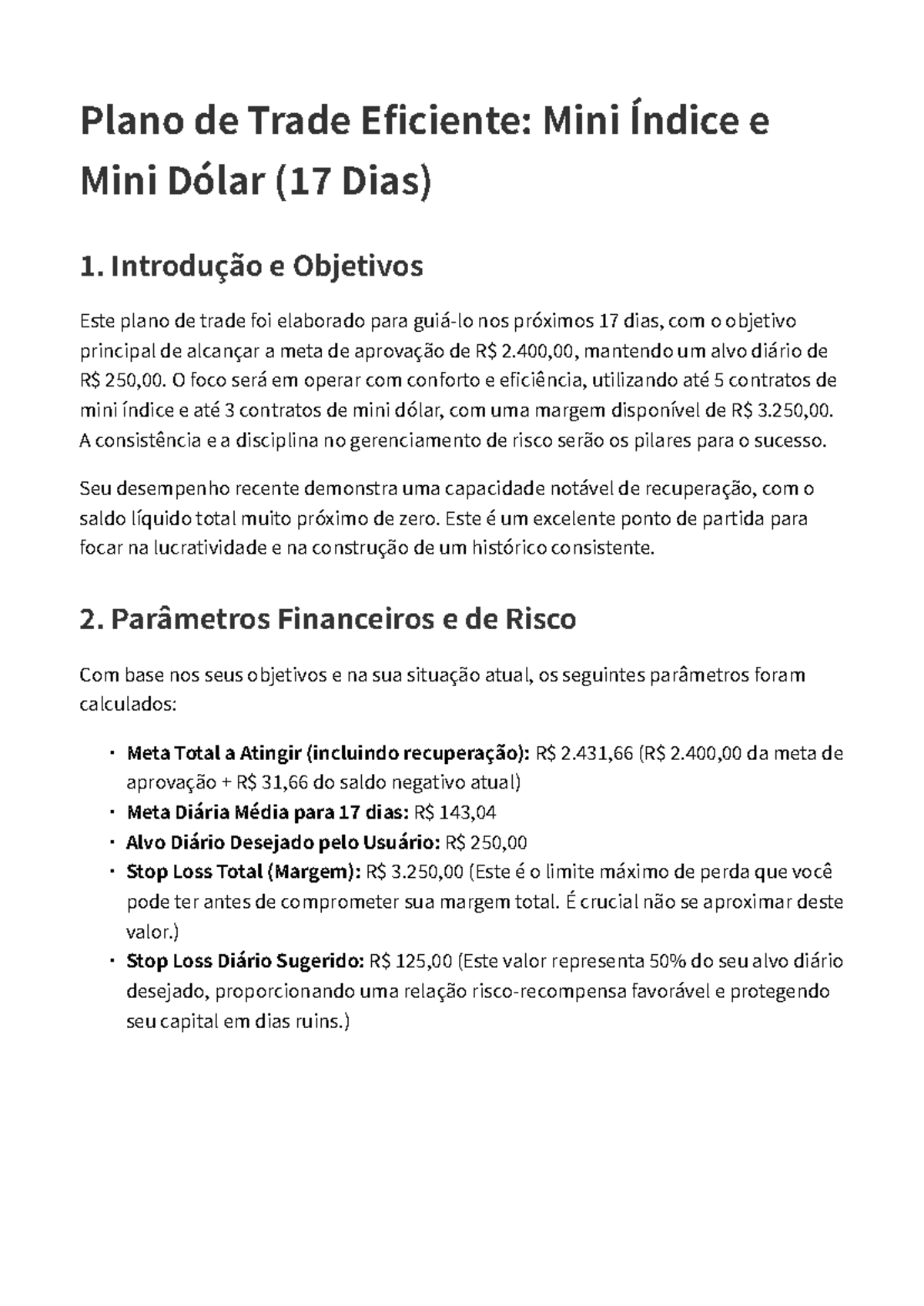 Plano de Trade Eficiente: Mini Índice e Mini Dólar (17 Dias) - Studocu