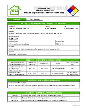 429527461 HOJA DE Seguridad Pinol ALEN MSDS - Industrias AlEn ...