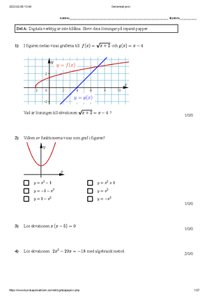 Matematik 2c Prov1 - good luck - Matematik 2c - Prov 1 Tid: 2 timmar 30 ...