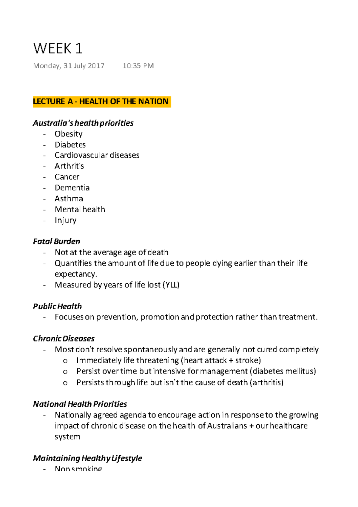 WEEK 1 - Lecture notes 1 - WEEK 1 Monday, 31 July 2017 10:35 PM LECTURE ...