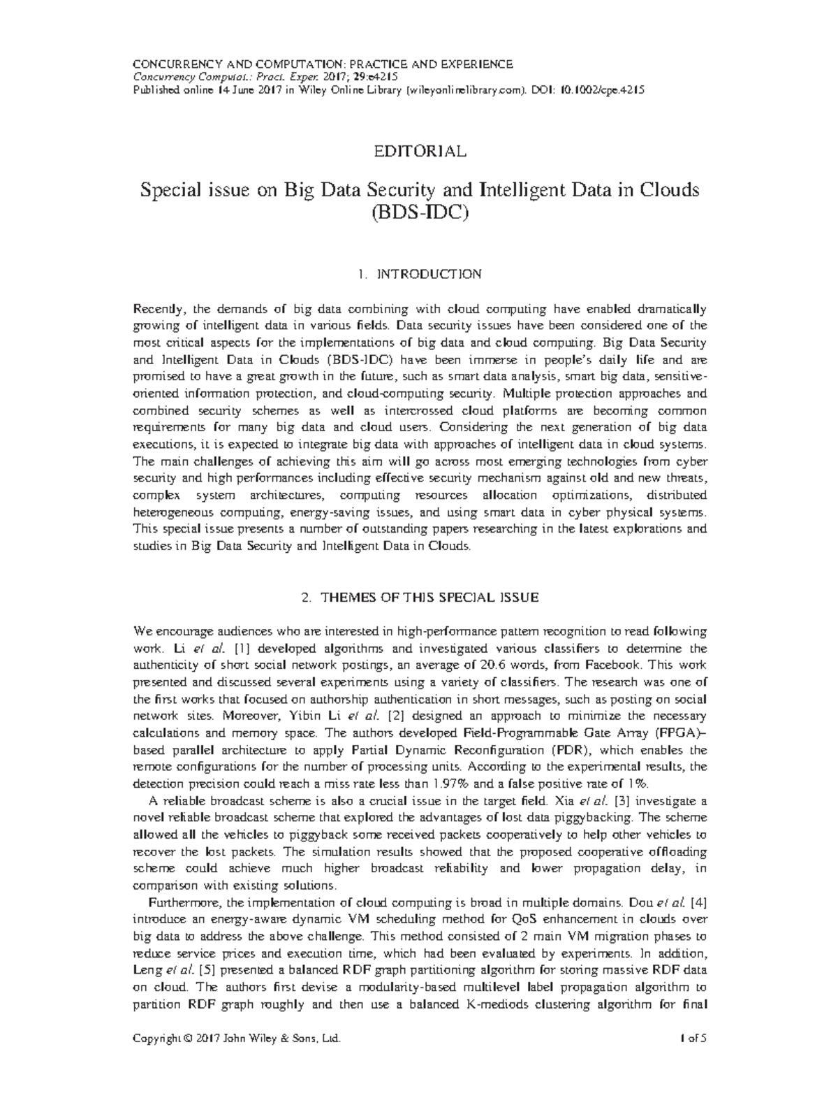 Big Data Security & Intelligent Data in Clouds: Special Issue 29:e4215 ...