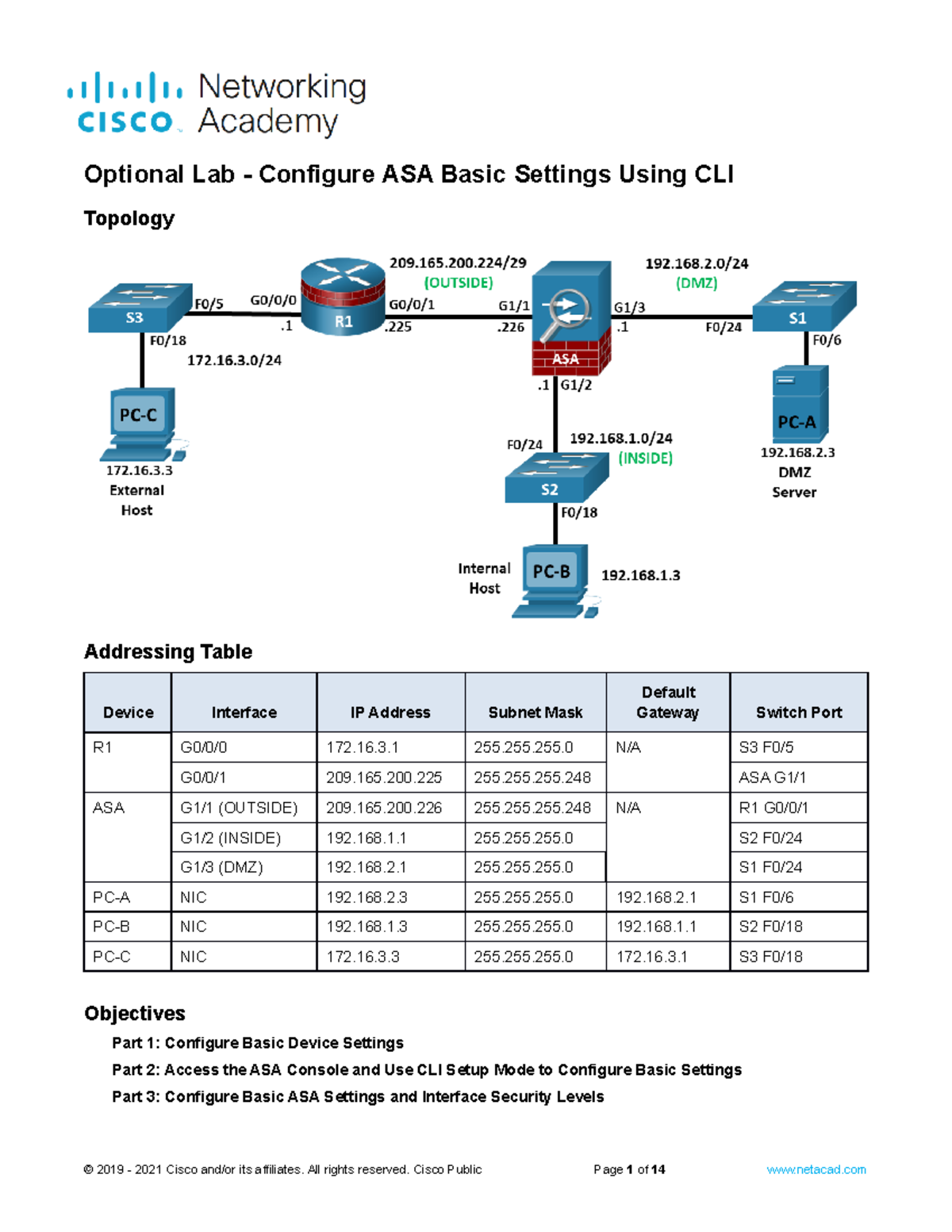 21.2.10 Optional Lab - ASA Basic CLI Configuration and Security Setup ...