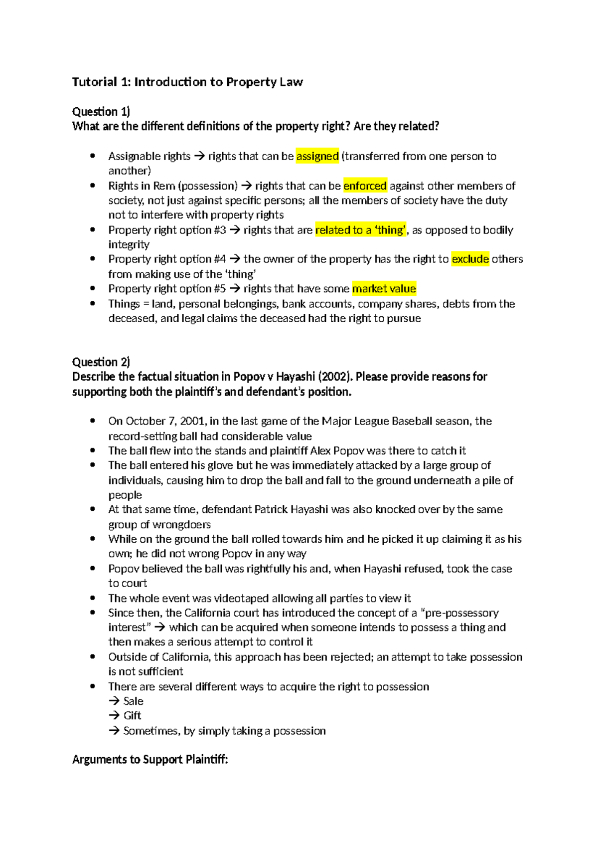 Comm Law Tute 1: Intro to Property Law Q&A and Case Analysis - Studocu