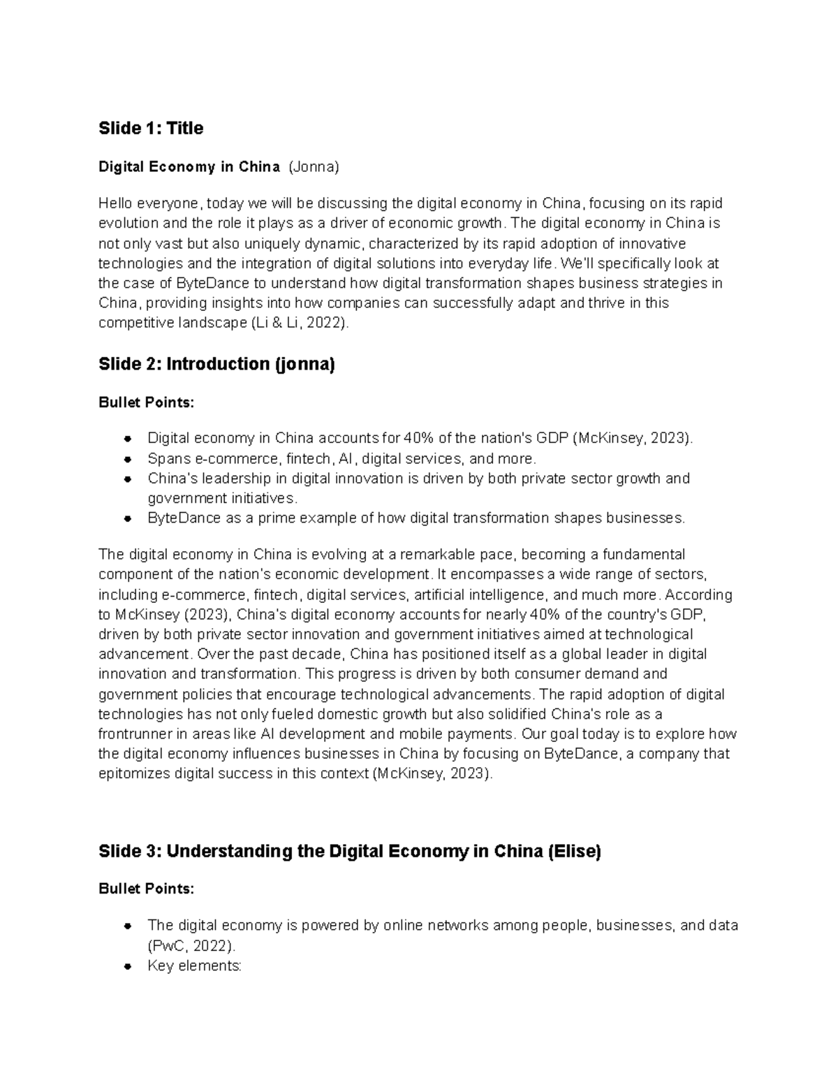 Digital Economy in China: Insights and Case Study on teDance - Studocu