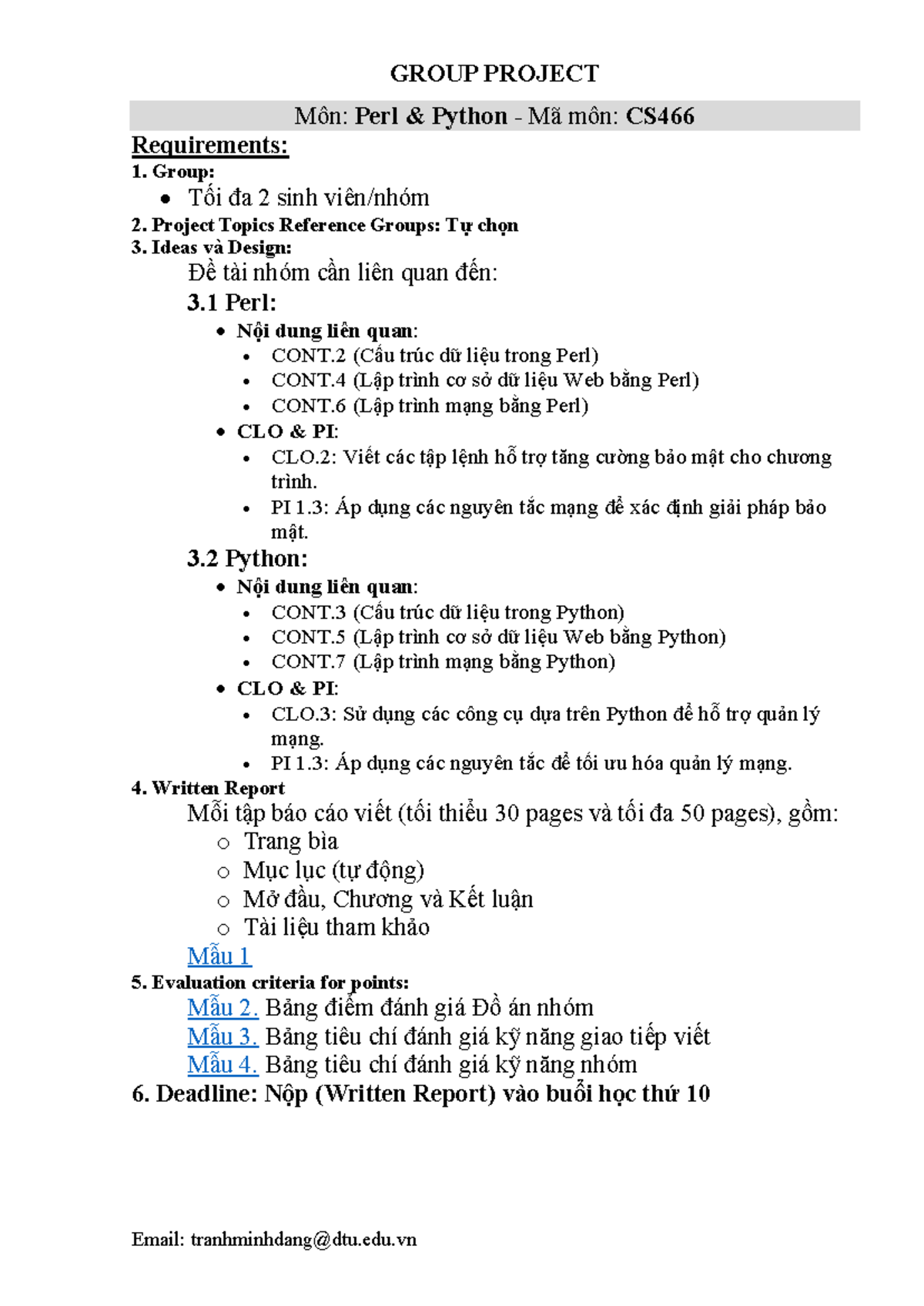 Group Project Guidelines for CS-466: Perl & Python - Studocu