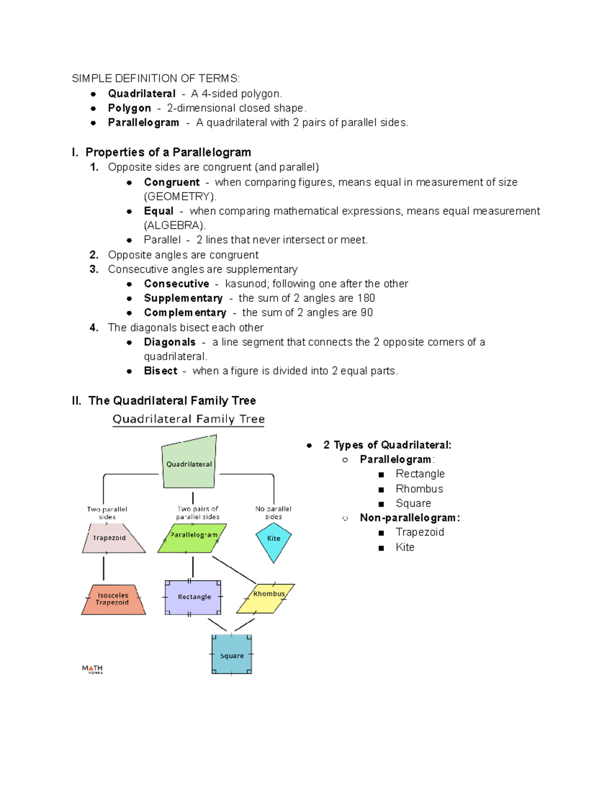 Math Reviewer for Geometry Concepts and Properties (MATH 101) - Studocu