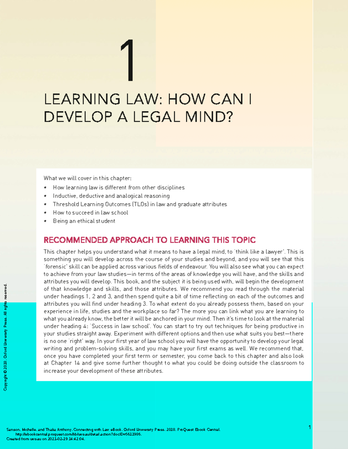 Connecting with Law e Book - (1 Learning Law How Can I Develop a Legal ...