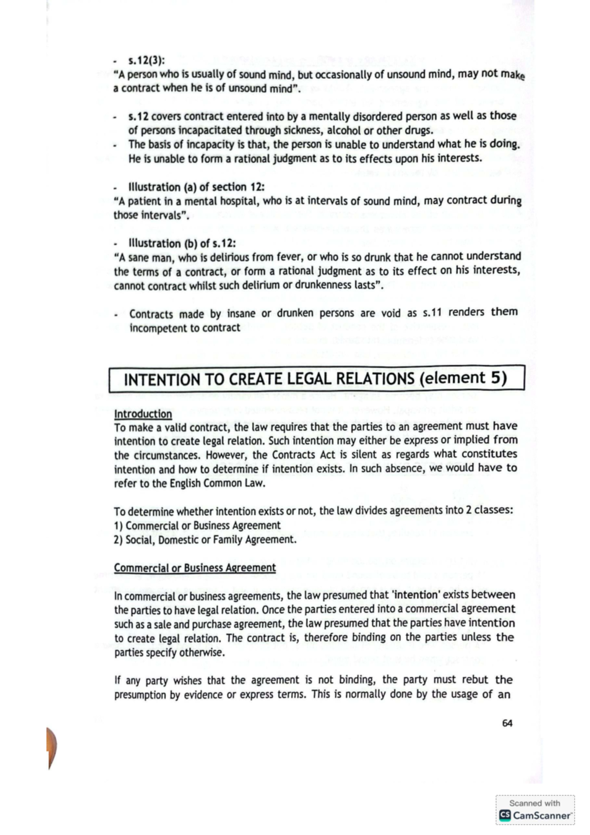 Intention to Create Legal Relations in Contracts - LAW 240 - Studocu