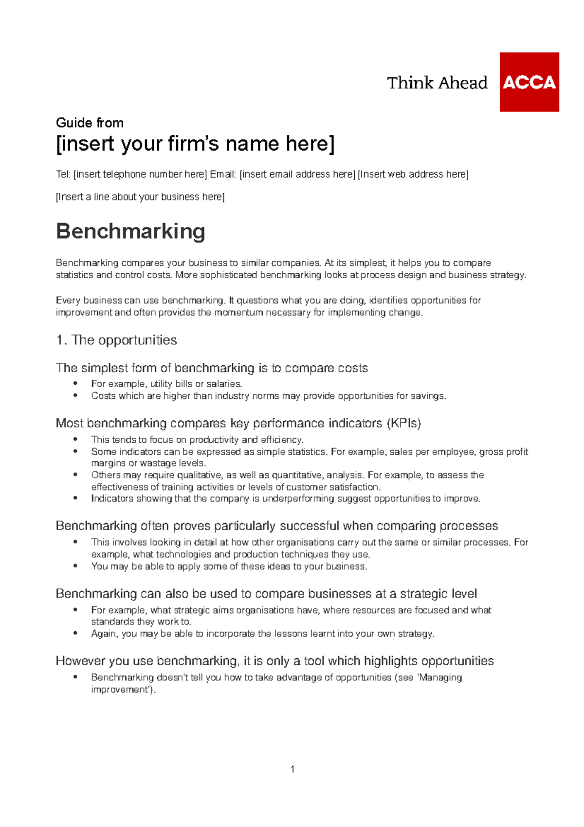 Benchmarking: Lecture Notes 2 - Insights on Performance Improvement ...