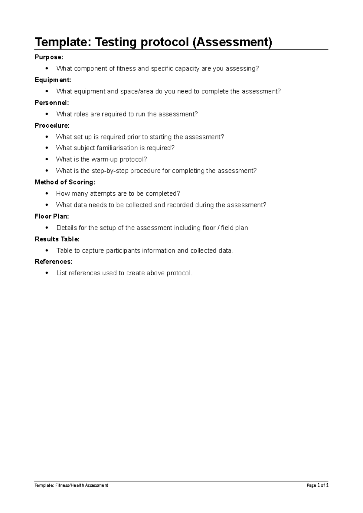 Template - Testing Protcol Assessment - Template: Testing protocol ...