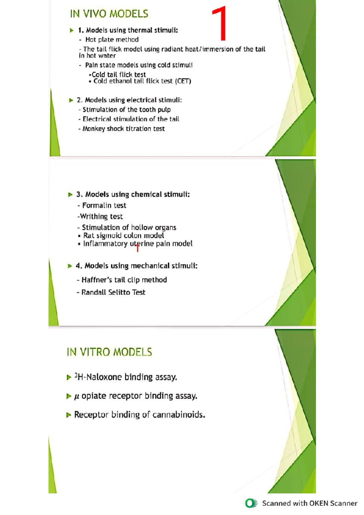In Vivo and In Vitro Pain Models: Comprehensive Study Notes (Course ...