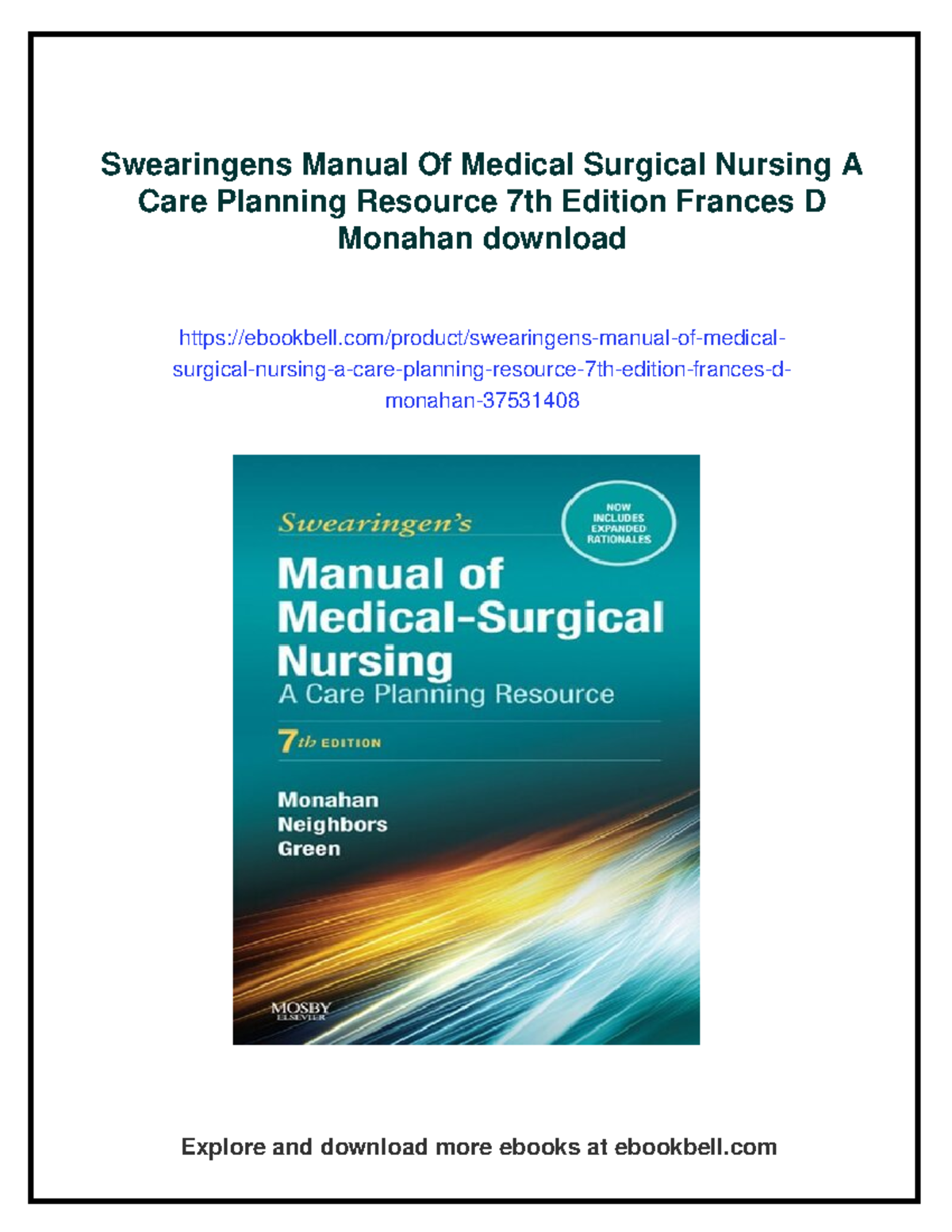 Swearingen's Manual of Med-Surg Nursing: Care Planning Resource 7th Ed ...