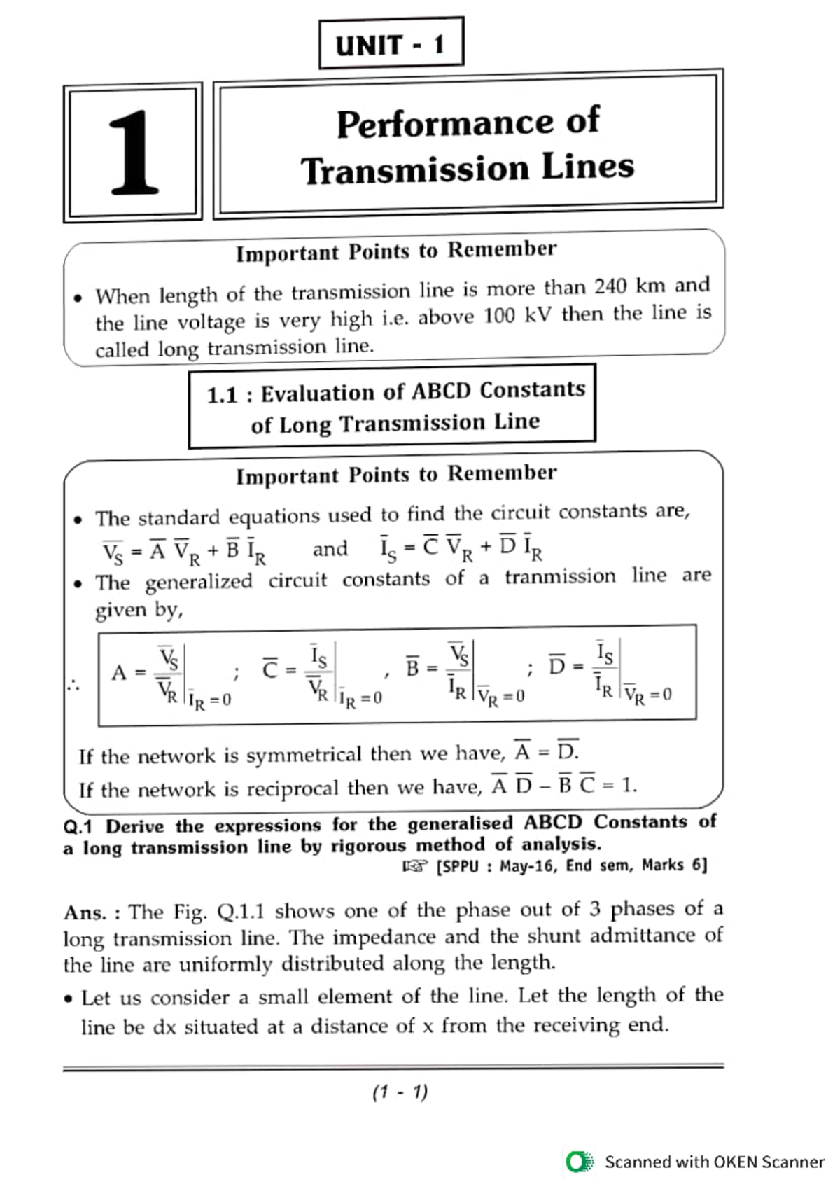 PS-II-1 - Final Exam Notes on Performance of Transmission Lines - Studocu