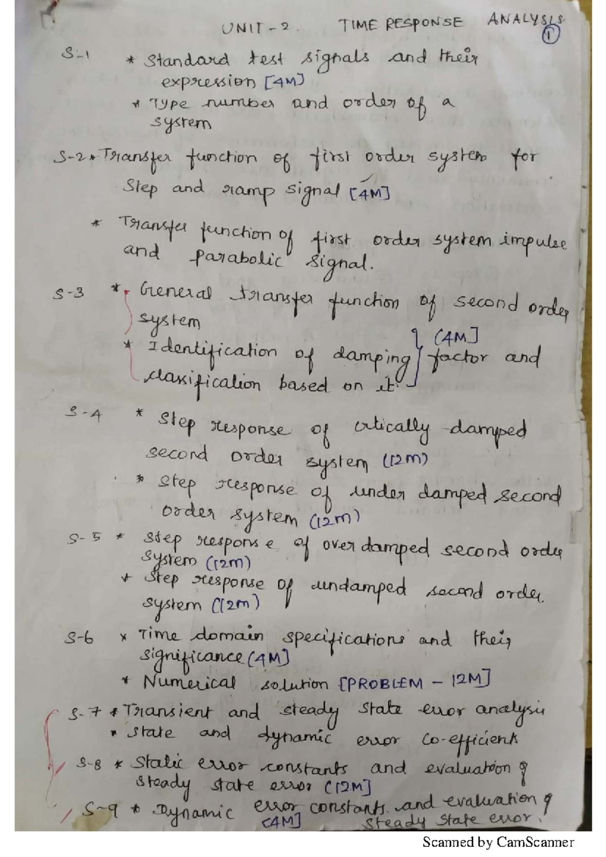Unit-2 - Discrete Notes on Time Response Analysis and System Dynamics ...