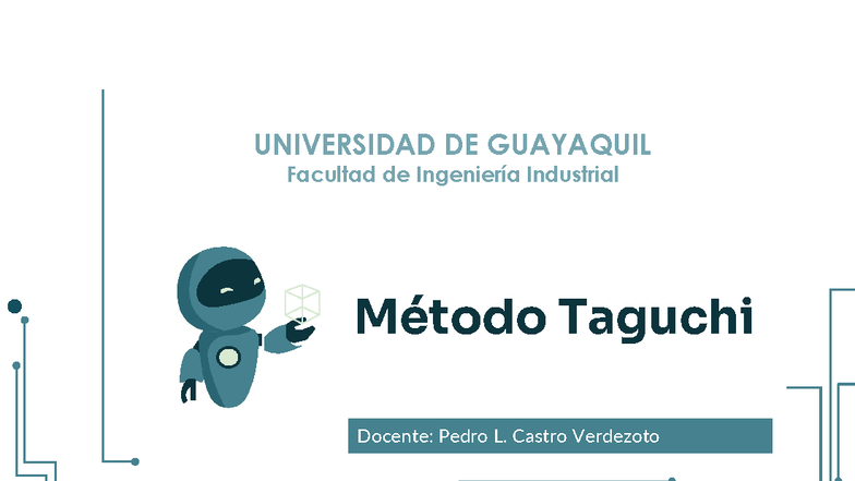 Método Taguchi: Optimización de Calidad y Diseño de Experimentos - Studocu