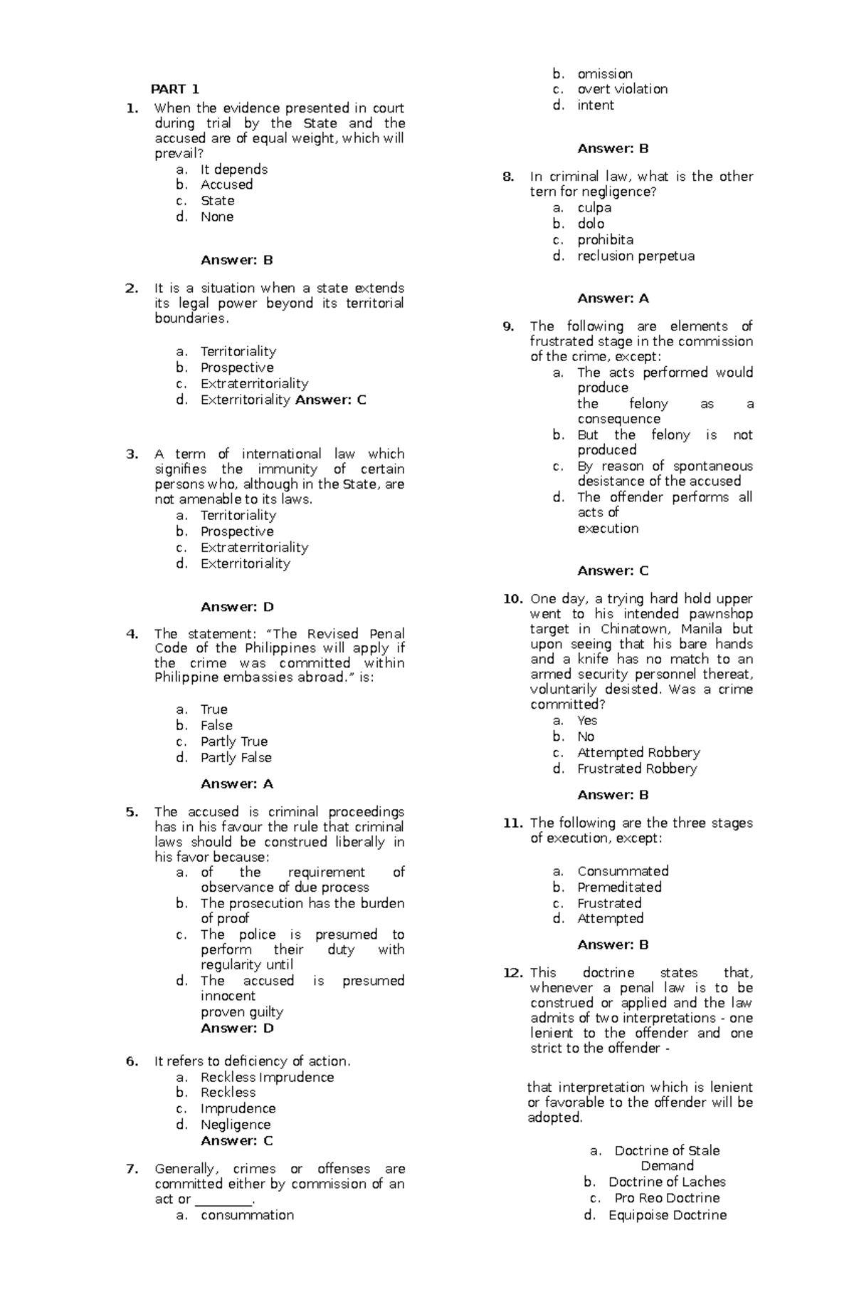 CLJ-01 - Criminal Law Review: Key Concepts and Case Analysis - Studocu