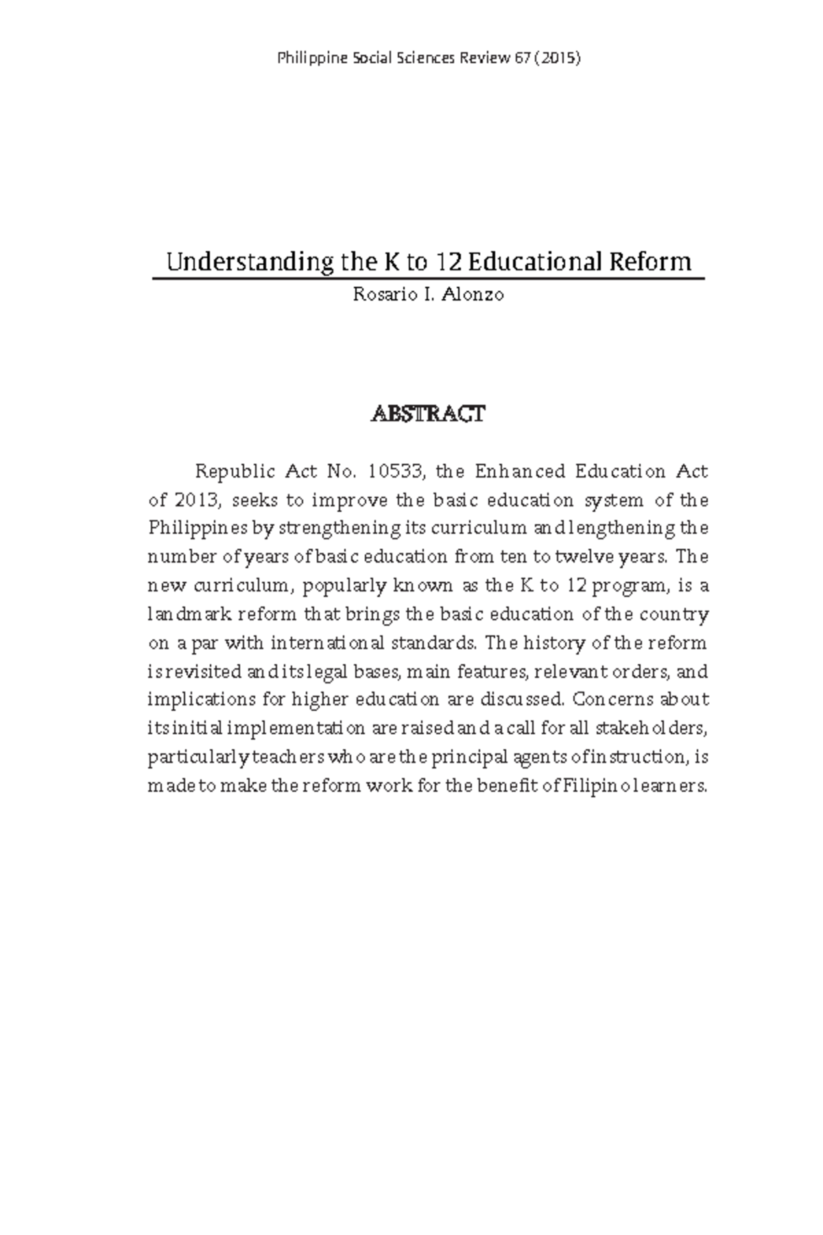 Understanding the K to 12 Reform in Philippine Education (5260 158 ...