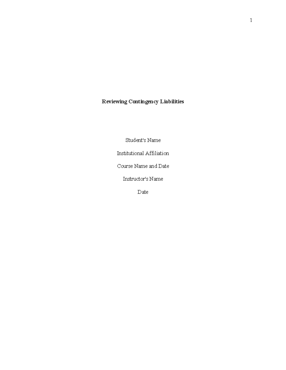 Reviewing Contingency Liabilities: Insights and Guidelines for ...