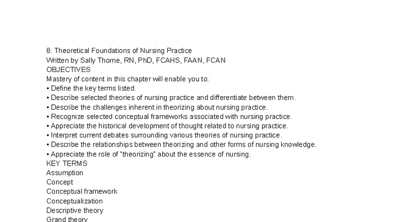 6: Theoretical Foundations of Nursing Practice - Key Concepts and ...