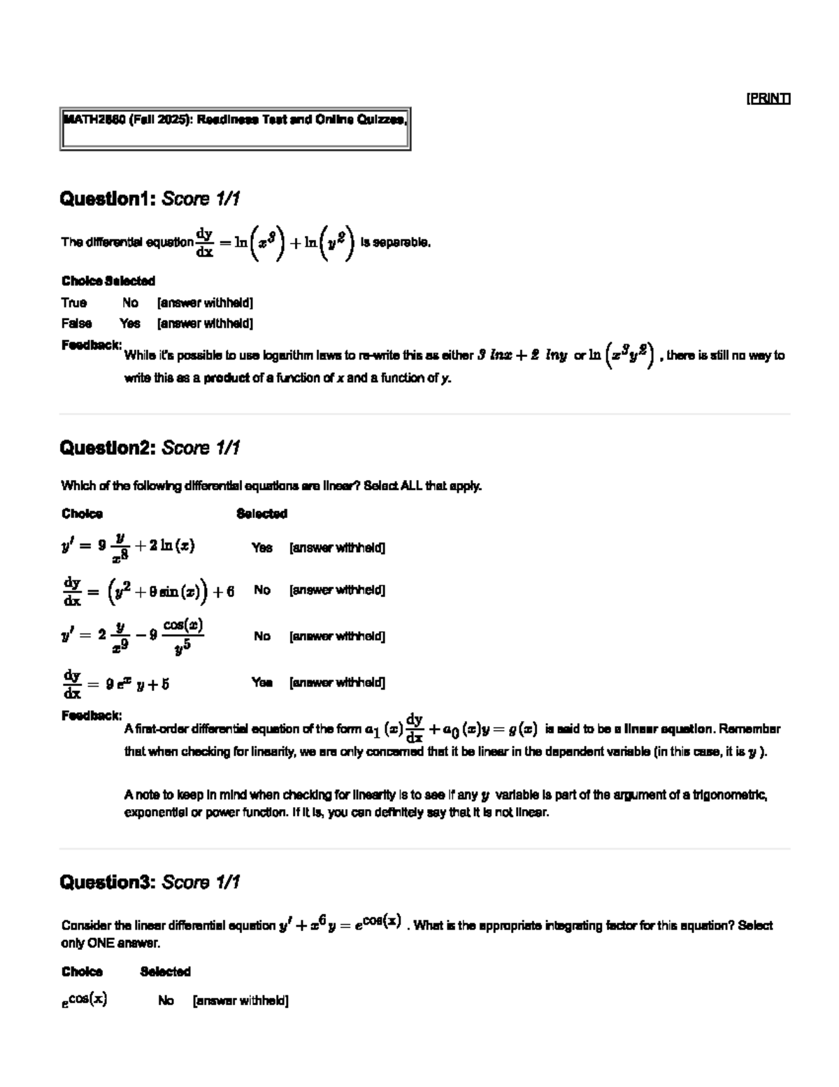 MATH2860 (Fall 2025): Online Mobius Quiz 3 Solutions and Feedback - Studocu