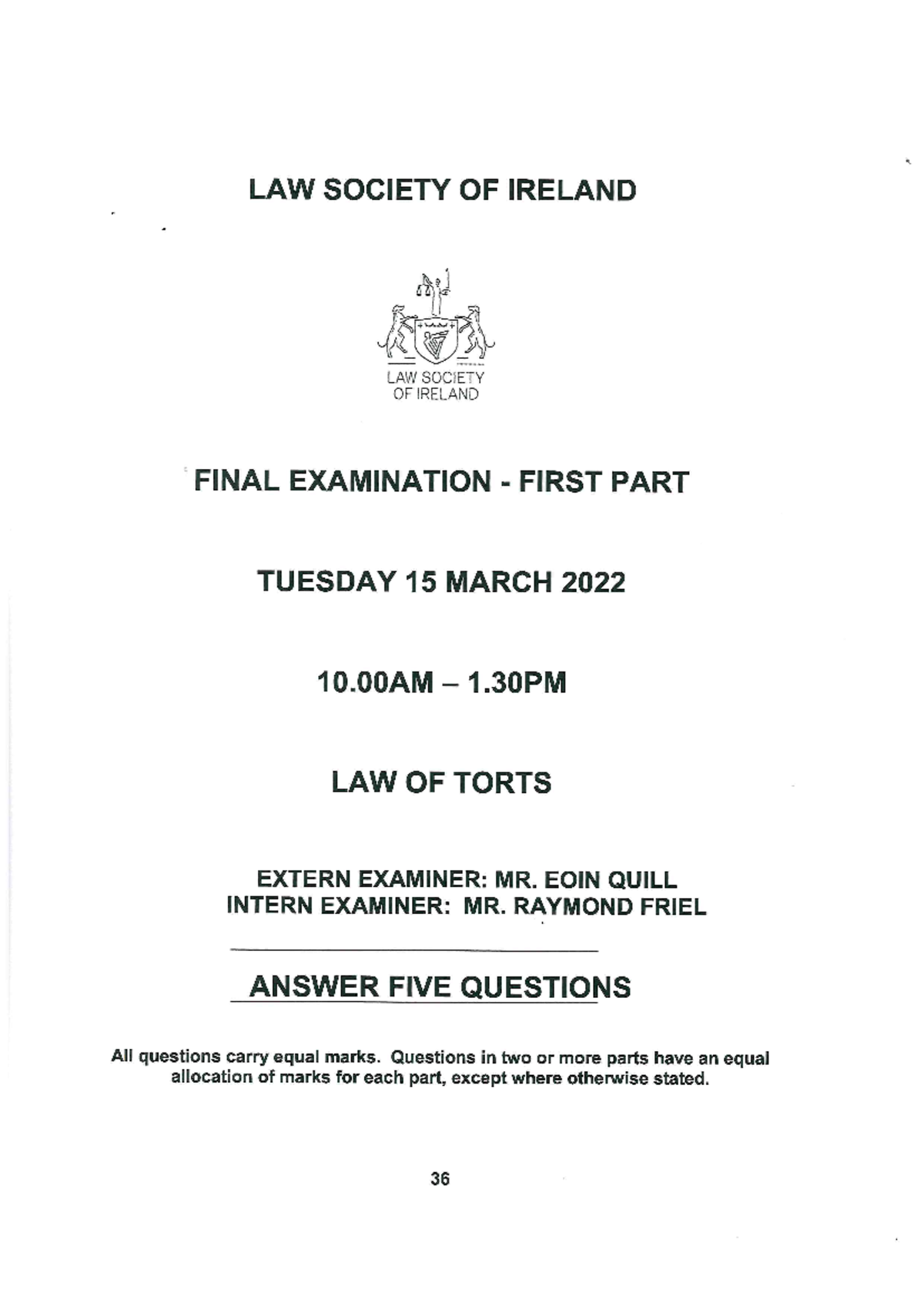 Spring 2022 TORT Law Final Exam Paper - Studocu