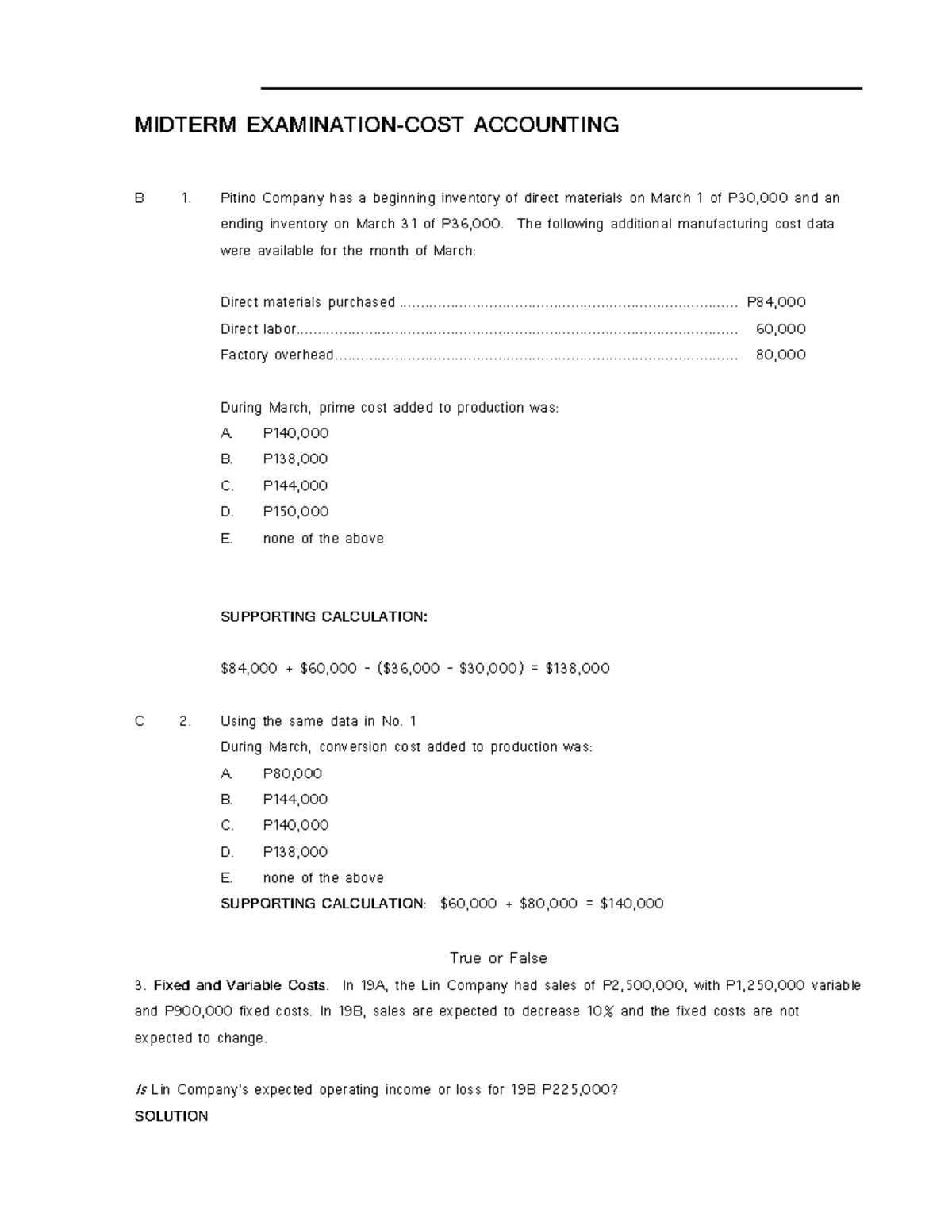 COST ACCOUNTING: MIDTERM EXAM REVIEW NOTES - Studocu