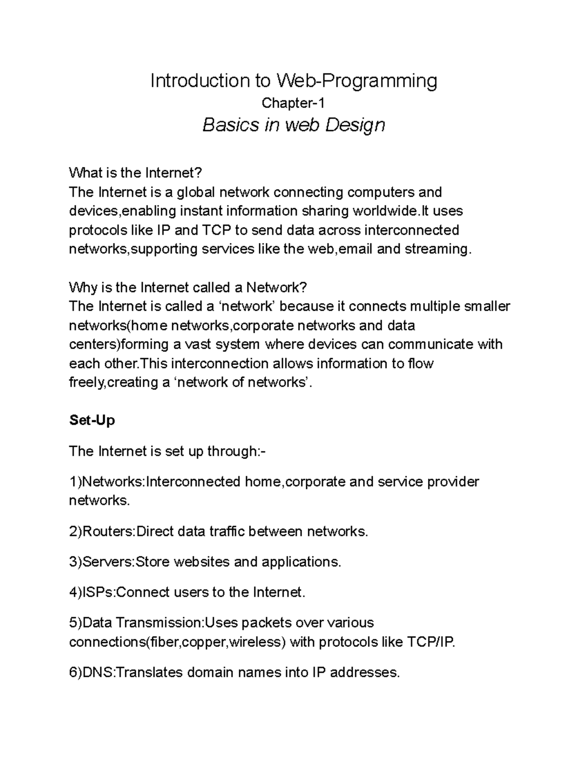 IWP CH-1 Final Exam Notes - Basics of Web Design Overview - Studocu