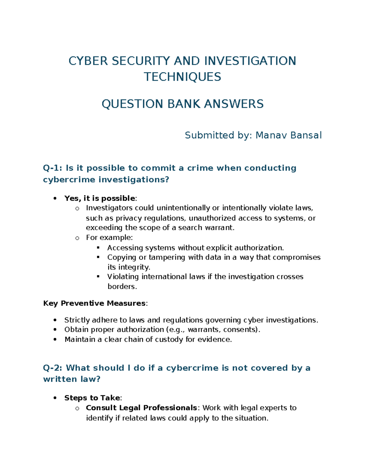 CYT-103 Cybersecurity Investigation QB Answers for Final Exam - Studocu