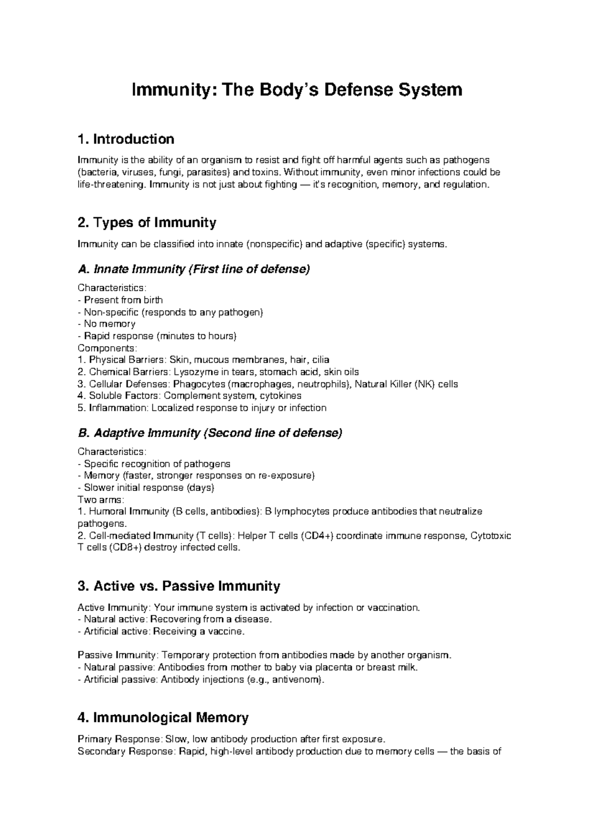 Immunity Lecture Notes: Understanding Immune Reactions - Studocu