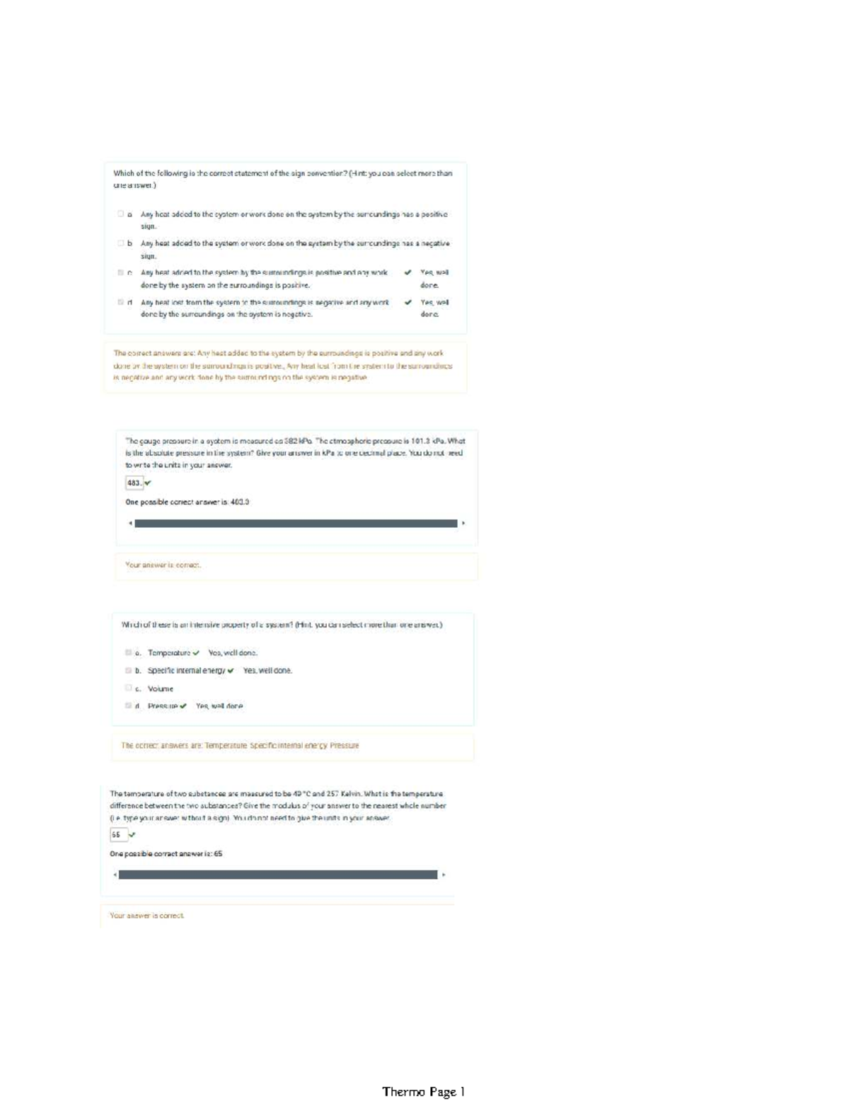 Thermo Quizzes Revision: Key Concepts and Problem Solving - Studocu